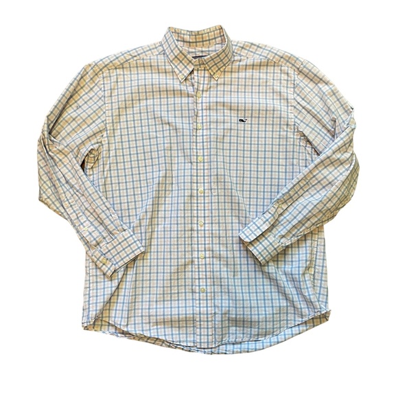 Vineyard Vines 100% Cotton Whale Plaid Long Sleeve Button Down Shirt Size L - Picture 1 of 3
